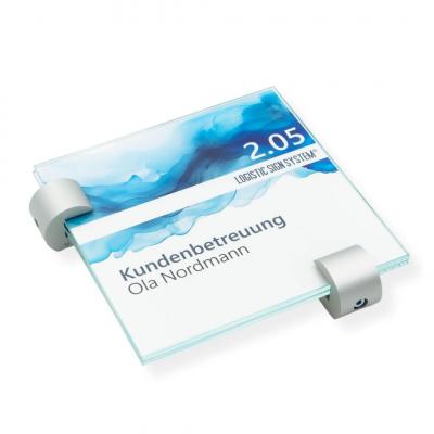 Tuerschild Vitrum C von Logistic Sign System Glasschild für Büro Beschilderung 150 150 mm